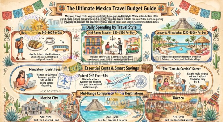 Mexico Travel Budget: How Much Does It Cost Per Day? 4 Mexico Travel Budget - How Much Does It Cost Per Day? - Infographic