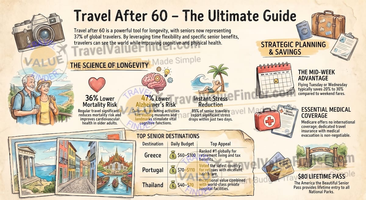 Travel After 60 Ultimate Guide Infographic - Travel Value Finder