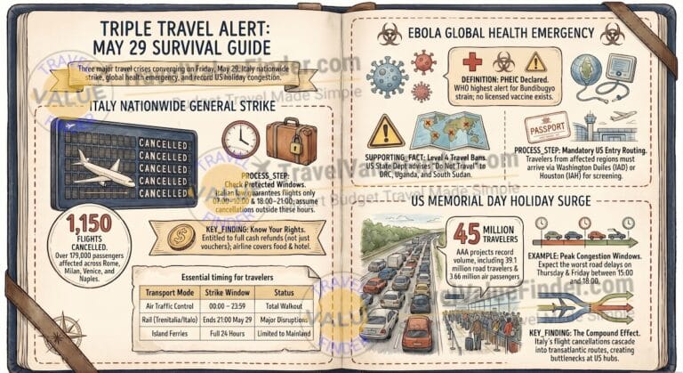 Triple Travel Alert Survival Guide - 3 Urgent Disruptions Every Traveler Must Know This Week Infographic - Travel Value Finder