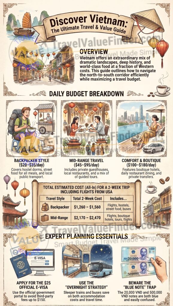 Vietnam Travel Guide - Best Places to Visit, Budget Tips & Costs - Infographics