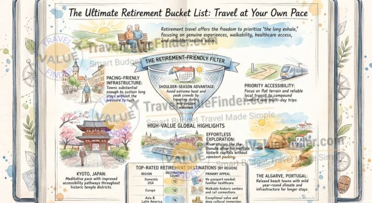 50 Best Places to Visit in Retirement - The Definitive Bucket List Guide - Infographic - Travel Value Finder