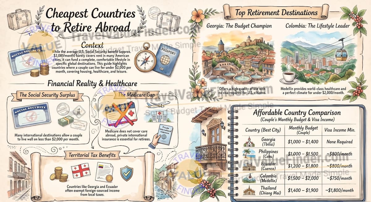 The Cheapest Countries to Retire Abroad in 2026 (Under $2,000/Month) 4 Cheapest Countries to Retire Abroad