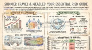Measles Outbreak Travel Risk 2026 - Summer Travel Measles Risk Guide Infographic - Travel Value Finder