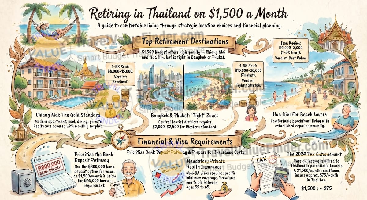 Retire in Thailand on $1,500 a Month The Complete Guide Infographic - Travel Value Finder