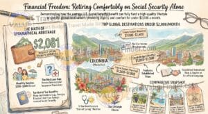 The Cheapest Countries to Retire Abroad in 2026 (Under $2,000/Month) 1 Retiring Comfortably on Social Security - The Cheapest Countries to Retire Abroad (Under $2,000:Month) Infographic - Travel Value Finder