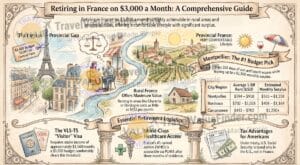 Retiring in France Budget Guide - Retire in France on $3,000 a Month Infographic - Travel Value Finder