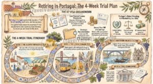 Retiring in Portugal Trial Plan - Retirement Trial Roadmap Infographic - Travel Value Finder