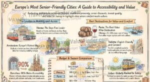 Senior-Friendly Cities in Europe - Best Places to Visit Over 60 Infographic - Travel Value Finder