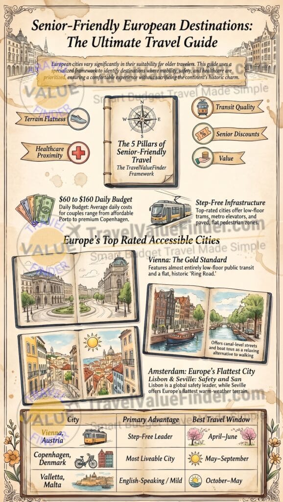 Senior Friendly European Travel Guide Infographic - Travel Value Finder