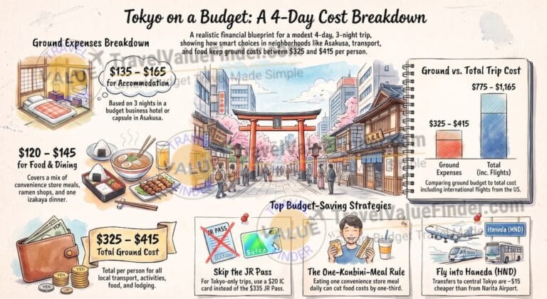 4 days in Tokyo Budget Breakdown - Infographic - Travel Value Finder