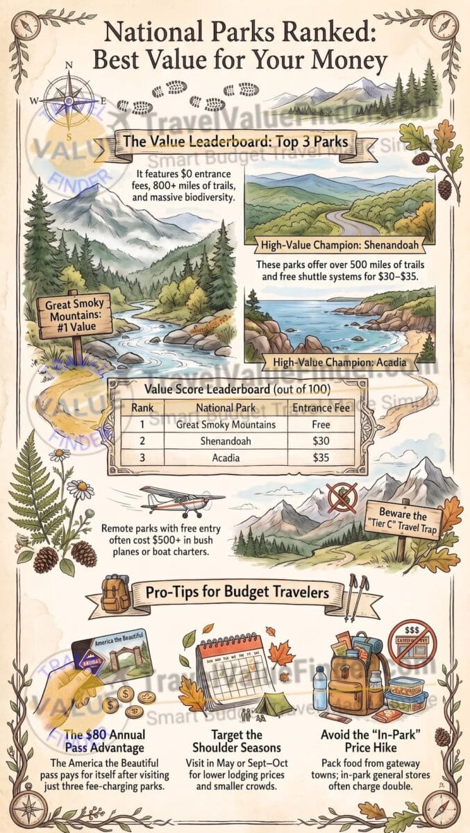 Best National Parks to Visit - Value Ranking Guide Infographic - Travel Value Finder
