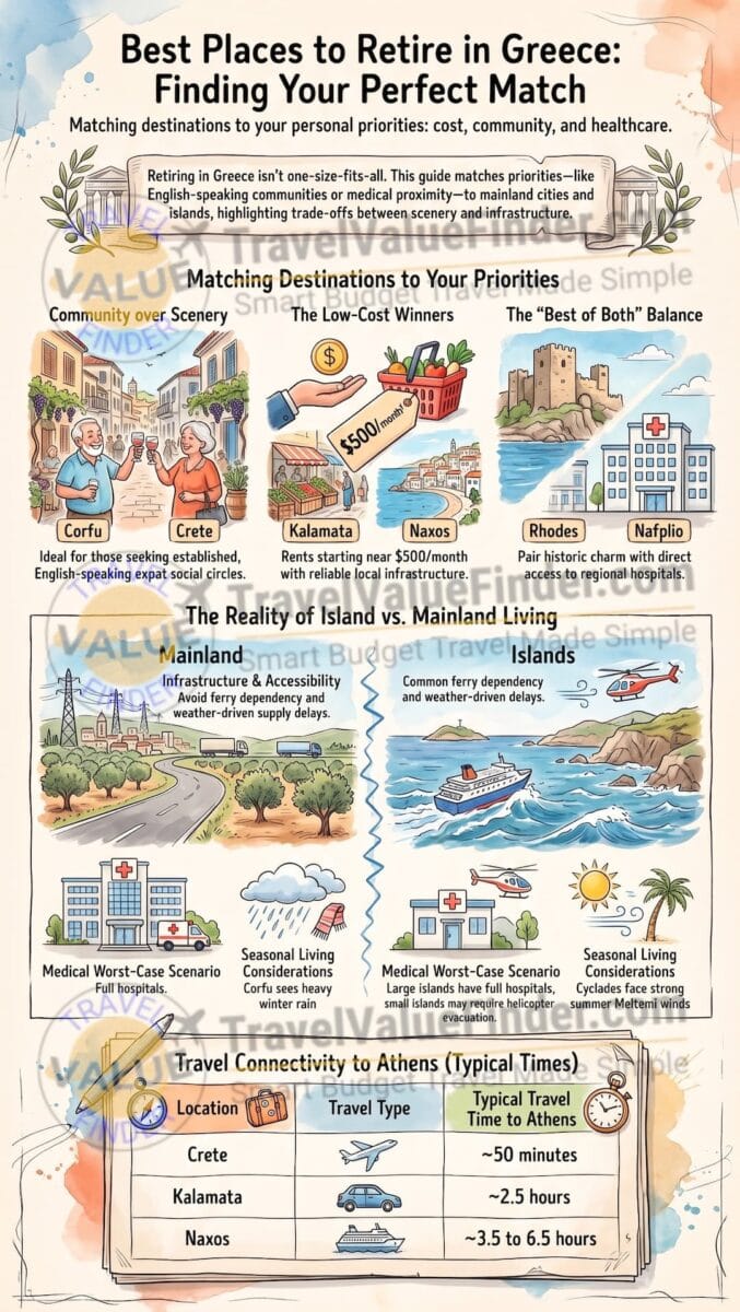 Best Places to Retire In Greece - Infographic - Travel Value Finder