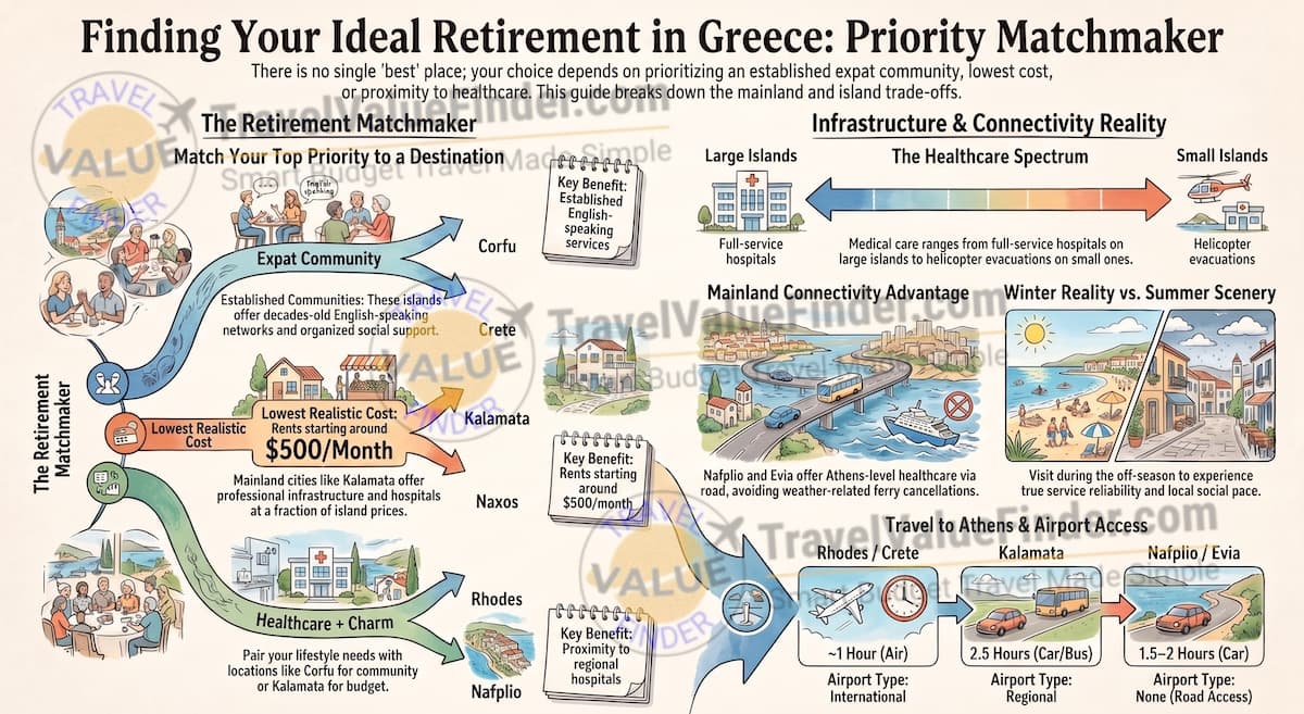 Best Places to Retire in Greece - Retirement Priority Matchmaker Guide - Travel Value Finder