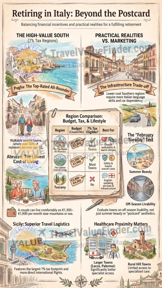 Best Places to Retire in Italy - Retiring in Italy Guide Infographic - Travel Value Finder