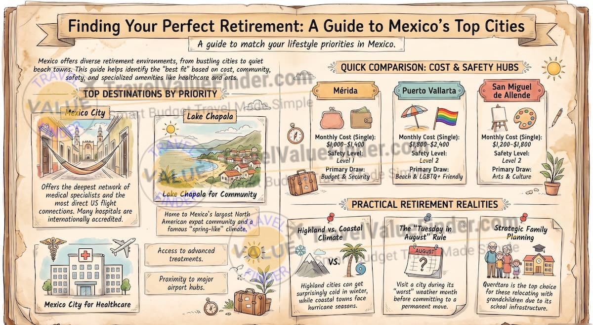 Best Places to Retire in Mexico: Which City Actually Fits You 1 Best Places to Retire in Mexico - Retirement City Guide - Travel Value Finder