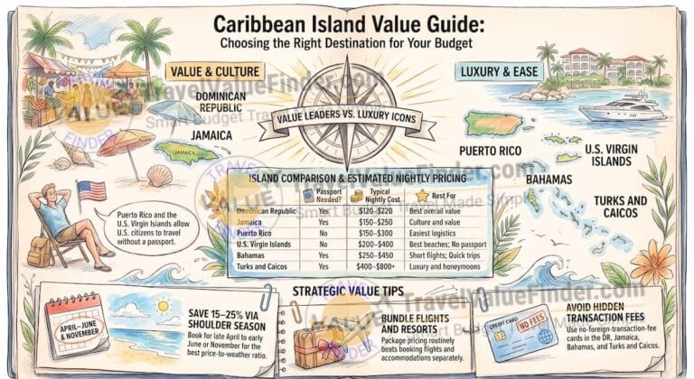 Caribbean Island Value Travel Guide - Best Caribbean Islands to Visit Infographic - Travel Value Finder