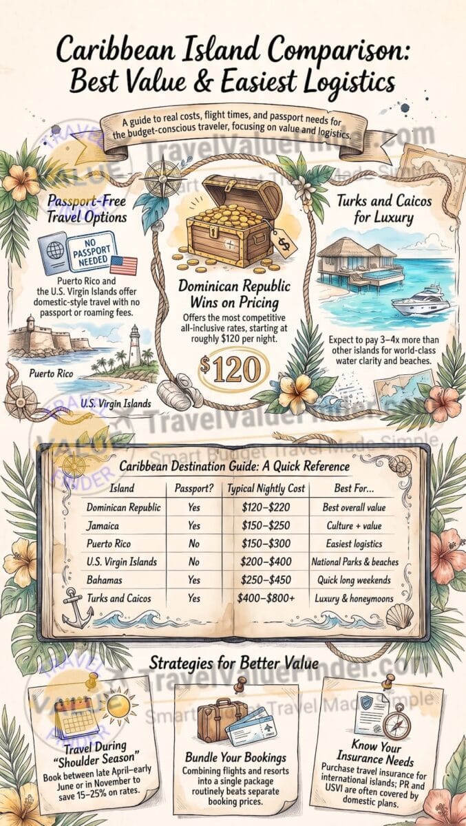 Comparing 6 Caribbean Islands So You Don't Have to Guess - Best Caribbean Islands to Visit Infographic - Travel Value Finder