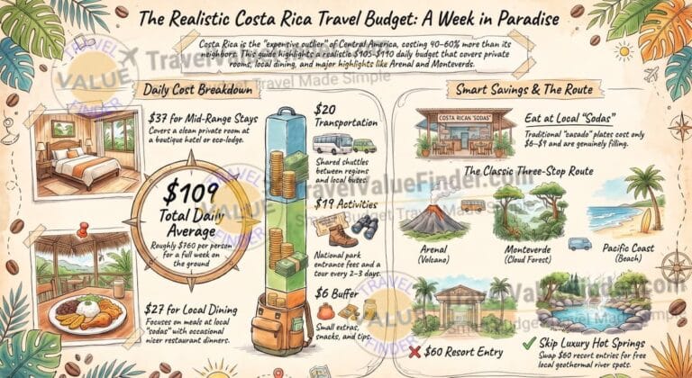 Costa Rica Travel Budget Guide Infographic - Travel Value Finder