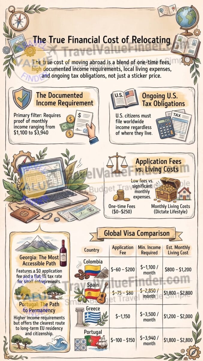 Financial Costs of Moving Abroad - Digital Nomad Visa Cost - Travel Value Finder