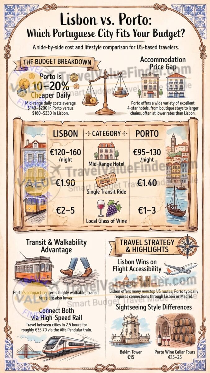 Lisbon vs Porto Cost Comparison - Which Portuguese City Is Cheaper to Visit? - Travel Value Finder