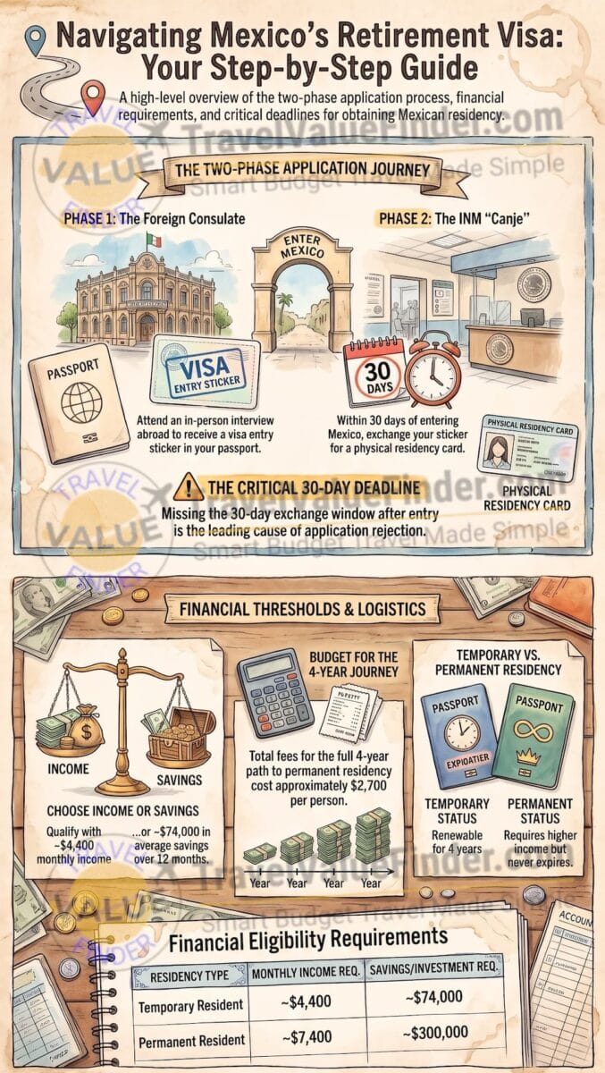 Mexico Retirement Visa Application Guide Infographic - Travel Value Finder