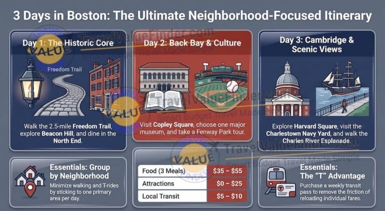 3 Days in Boston - The Ultimate First-Timer Itinerary Infographic - Travel Value Finder