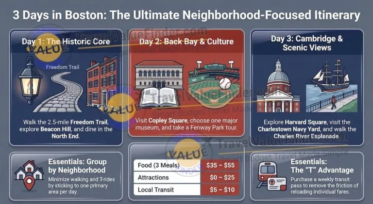 3 Days in Boston - The Ultimate First-Timer Itinerary Infographic - Travel Value Finder