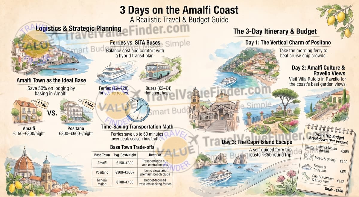 3 Days on the Amalfi Coast: What It Actually Cost and Where I'd Cut Back 1 Amalfi Coast Itinerary - Travel Budget Guide - Travel Value Finder