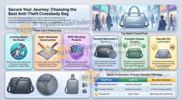 Best Anti-Theft Crossbody Bag for Travel: Pacsafe vs. Travelon 2 Best Anti-Theft Crossbody Bag for Travel Guide - Travel Value Finder