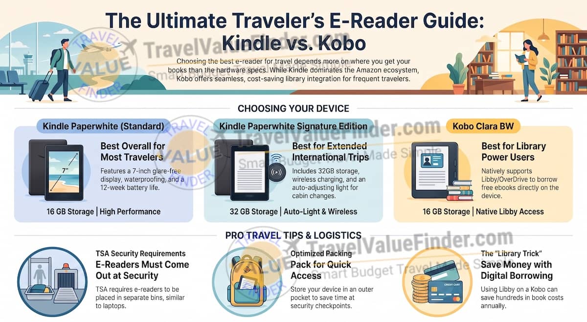 Best E-Reader for Travel: Kindle vs. Kobo Compared 1 Best E-Reader for Travel - Kindle vs. Kobo Comparison Guide - Travel Value Finder