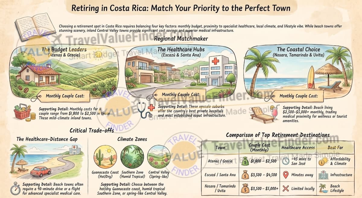 Best Places to Retire in Costa Rica: Which Town Actually Fits You 1 Best Places to Retire in Costa Rica - Retirement Town Comparison - Travel Value Finder