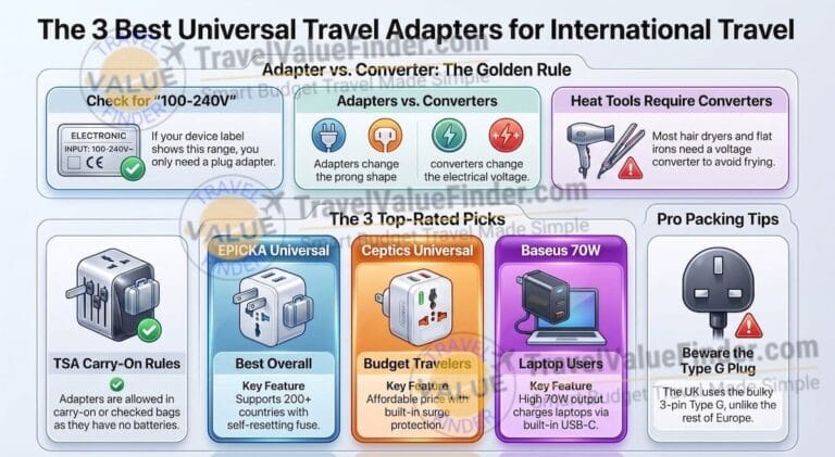 Best Travel Adapter for International Travel: 3 Tested Picks That Actually Work 2 Best Travel Adapter for International Travel - Universal Adapter - Travel Value Finder