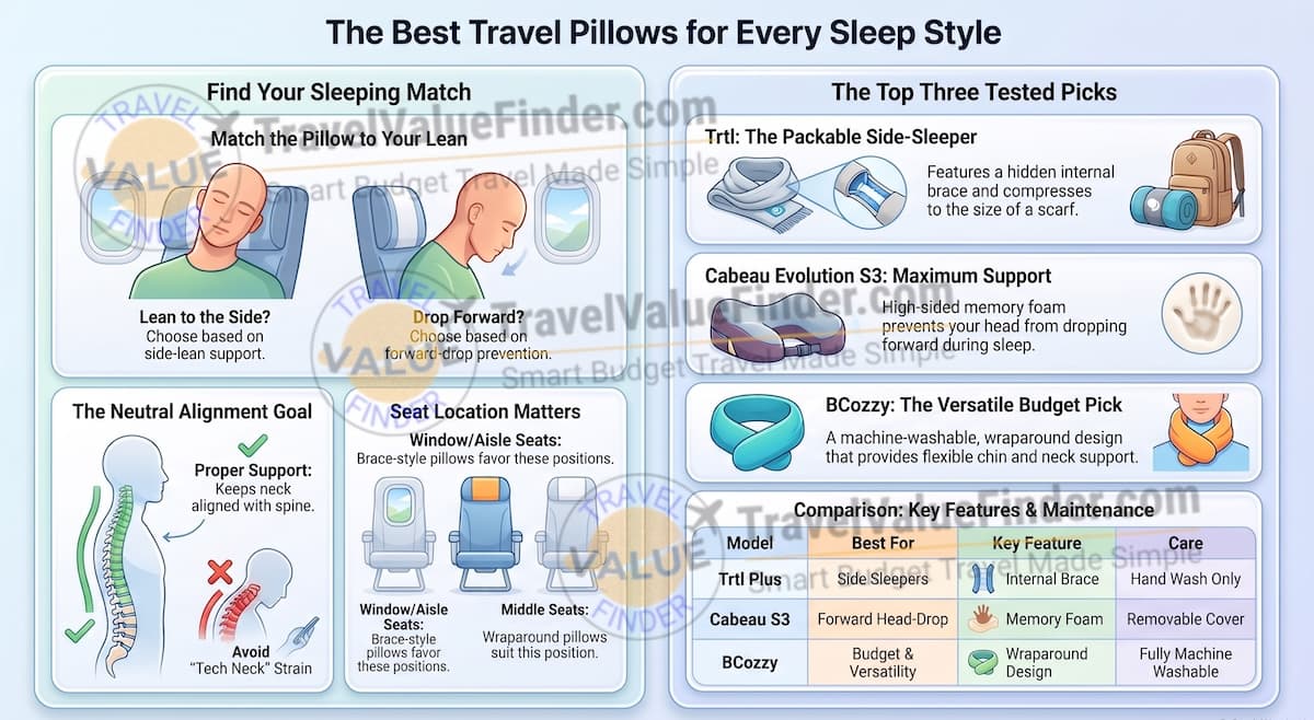 Best Travel Neck Pillow for Flights: 3 Tested Picks 1 Best Travel Neck Pillow for Flights - Travel Pillows for Every Sleeper - Travel Value Finder