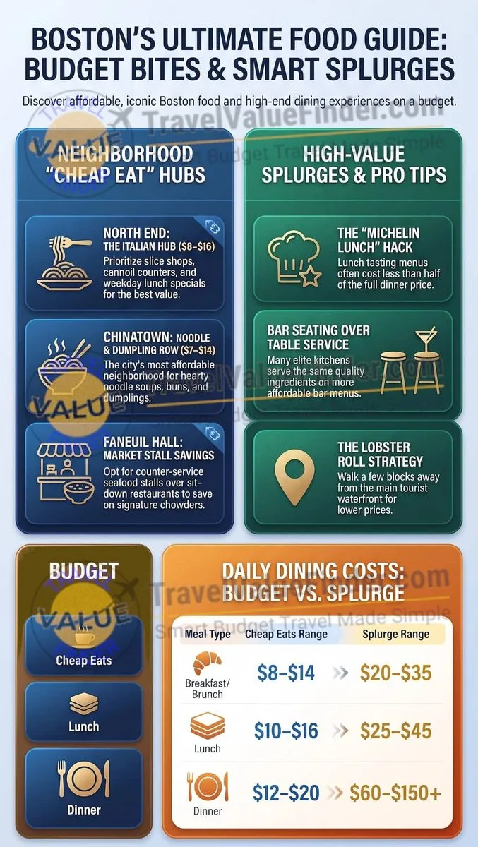 Boston Cheap Eats and Michelin Splurges Guide Infographic- Travel Value Finder