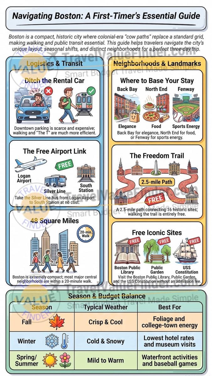 Boston Travel Guide: Everything to Know Before You Go 2 Boston Travel Guide for First-Timer Infographic - Travel Value Finder
