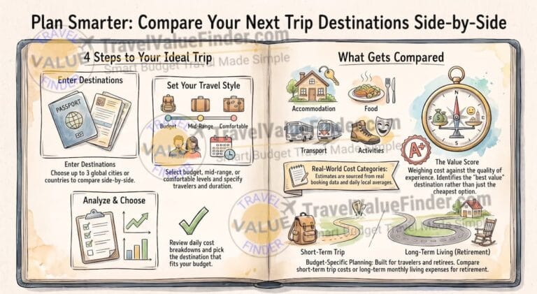 Travel Budget Calculator | Compare 3 Destinations by Cost · Travel Value Finder 4 Travel Budget Calculator - Smart Trip Comparison Guide - Travel Value Finder