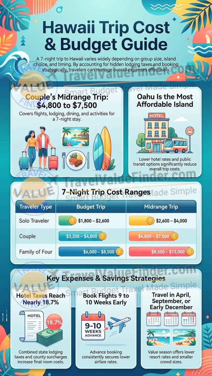 How Much Is a Trip to Hawaii? Cost Breakdown 2 Infographic How Much Is a Trip to Hawaii - Cost Budget Guide - Travel Value Finder